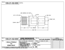100-31-52-000:  1.85mm FEMALE TO SSMA MALE (BETWEEN-SERIES ADAPTER)