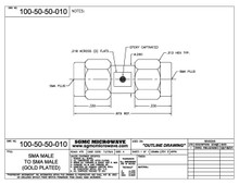 100-50-50-010:  SMA MALE TO SMA MALE, GOLD PLATED (IN-SERIES ADAPTER)