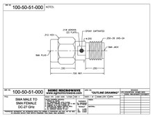 100-50-51-010:  SMA MALE TO SMA FEMALE, GOLD PLATED (IN-SERIES ADAPTER)