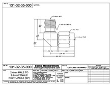 131-32-35-000:  2.4mm MALE TO 2.92mm FEMALE, INTERNALLY SWEPT RIGHT ANGLE (BETWEEN-SERIES ADAPTER)