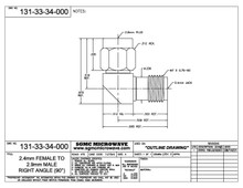 131-33-34-000:  2.4mm FEMALE TO 2.92mm MALE, INTERNALLY SWEPT RIGHT ANGLE (BETWEEN-SERIES ADAPTER)
