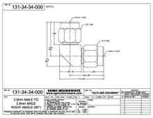 131-34-34-000:  2.92mm MALE TO 2.92mm MALE, INTERNALLY SWEPT RIGHT ANGLE (IN-SERIES ADAPTER)