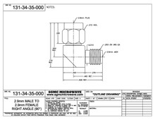 131-34-35-000:  2.92mm MALE TO 2.92mm FEMALE, INTERNALLY SWEPT RIGHT ANGLE (IN-SERIES ADAPTER)