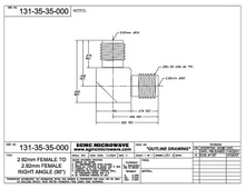 131-35-35-000:  2.92mm FEMALE TO 2.92mm FEMALE, INTERNALLY SWEPT RIGHT ANGLE (IN-SERIES ADAPTER)