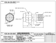 135-34-35-000:  2.92mm MALE TO 2.92mm FEMALE (IN-SERIES ADAPTER) With Lock Wire Holes