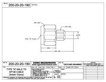 200-20-20-190:  N MALE TO HP190 CABLE (SOLDER CLAMP)