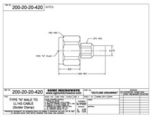 200-20-20-420:  N MALE TO LL142 CABLE (SOLDER CLAMP)
