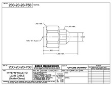 200-20-20-750:  N MALE TO LL235 CABLE (SOLDER CLAMP)