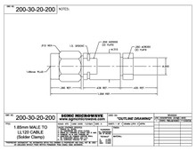 200-30-20-200:  1.85mm MALE TO LL120 CABLE (SOLDER CLAMP)