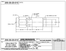 200-30-20-510:  1.85mm MALE TO IW 1251 CABLE (SOLDER CLAMP)