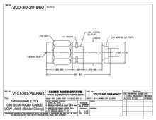 200-30-20-860:  1.85mm MALE TO .085 SEMI-RIGID CABLE, LOW LOSS (SOLDER CLAMP)