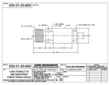 200-31-20-850:  1.85mm FEMALE TO .085 SEMI-RIGID CABLE (SOLDER CLAMP) 50 GHz