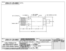 200-31-20-860:  1.85mm FEMALE TO .085 SEMI-RIGID CABLE, LOW LOSS (SOLDER CLAMP)