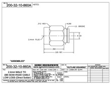 200-32-10-850A:  2.4mm MALE TO .085 SEMI-RIGID CABLE (DIRECT SOLDER) "ASSEMBLED"