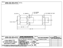 200-32-20-410:  2.4mm MALE TO .141 SEMI-RIGID CABLE (SOLDER CLAMP)