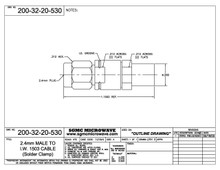 200-32-20-530:  2.4mm MALE TO IW 1503 CABLE (SOLDER CLAMP) Solder on Contact