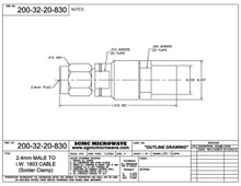 200-32-20-830:  2.4mm MALE TO IW 1803 CABLE (SOLDER CLAMP)