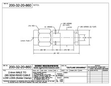 200-32-20-860:  2.4mm MALE TO .085 SEMI-RIGID CABLE, LOW LOSS (SOLDER CLAMP)