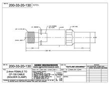 200-33-20-130:  2.4mm FEMALE TO CF-135 FLEX CABLE (SOLDER CLAMP)