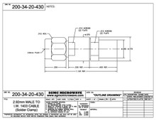 200-34-20-430:  2.92mm MALE TO IW 1403 CABLE (SOLDER CLAMP)