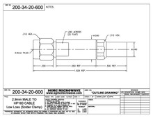 200-34-20-600:  2.92mm MALE TO HP160 CABLE, LOW LOSS (SOLDER CLAMP)