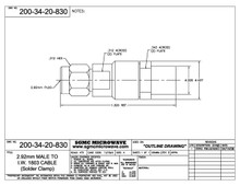200-34-20-830:  2.92mm MALE TO IW1803 CABLE (SOLDER CLAMP)