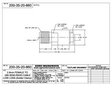 200-35-20-860:  2.92mm FEMALE TO .085 SEMI-RIGID CABLE, LOW LOSS (SOLDER CLAMP)