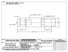 200-36-20-050:  3.5mm MALE TO SFT 205 CABLE (SOLDER CLAMP)