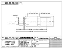200-36-20-230:  3.5mm MALE TO IW2301 CABLE (SOLDER CLAMP) Solder on Contact