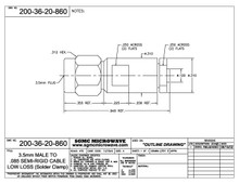 200-36-20-860:  3.5mm MALE TO .085 SEMI-RIGID CABLE, LOW LOSS (SOLDER CLAMP)