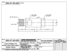 200-37-20-020:  3.5mm FEMALE TO HP120 CABLE LOW LOSS (SOLDER CLAMP)