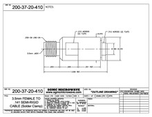 200-37-20-410:  3.5mm FEMALE TO .141 SEMI-RIGID CABLE (SOLDER CLAMP)