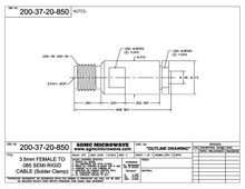 200-37-20-850:  3.5mm FEMALE TO .085 SEMI-RIGID CABLE (SOLDER CLAMP)