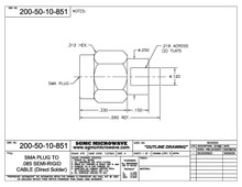 200-50-10-851:  SMA MALE TO .085 SEMI-RIGID CABLE (DIRECT SOLDER) 18 GHz (WITH FLATS)