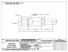 200-50-20-200:  SMA MALE TO LL120 CABLE (SOLDER CLAMP)