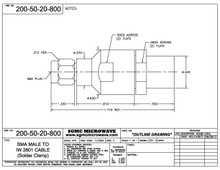 200-50-20-800:  SMA MALE TO IW2801 CABLE (SOLDER CLAMP)