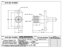 210-35-10-850:  2.92mm FEMALE TO .085 SEMI-RIGID CABLE (2) HOLE FLANGE (DIRECT SOLDER) ONE STEP