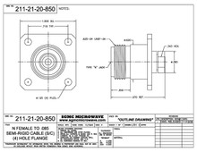 211-21-20-850:  N FEMALE (4) HOLE FLANGE TO .085 SEMI-RIGID CABLE (SOLDER CLAMP)