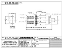 215-33-20-860:  2.4mm FEMALE TO .085 SEMI-RIGID CABLE, LOW LOSS, BULKHEAD (SOLDER CLAMP)