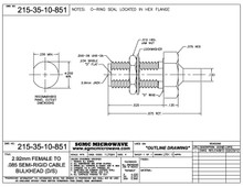 215-35-10-851:  2.92mm FEMALE TO .085 SEMI-RIGID CABLE BULKHEAD WITH O-RING (DIRECT SOLDER)