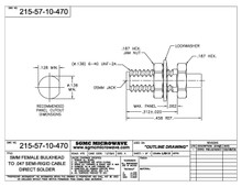 215-57-10-470:  SMM FEMALE BULKHEAD TO .047 SEMI-RIGID CABLE (DIRECT SOLDER)