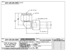 231-20-20-300:  N MALE RIGHT ANGLE TO CF-300 CABLE, SOLDER CLAMP