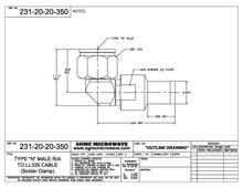 231-20-20-350:  N MALE RIGHT ANGLE TO LL335 CABLE, SOLDER CLAMP