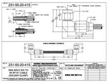 231-50-20-415:  SMA MALE R/A TO IW RF141 CABLE (SOLDER CLAMP)