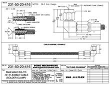 231-50-20-416:  SMA MALE R/A TO .141 FLEX CABLE (SOLDER CLAMP)