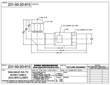 231-50-20-810:  SMA MALE R/A TO IW1801 CABLE (SOLDER CLAMP)