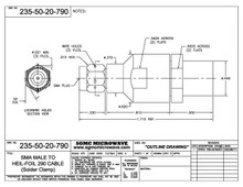 235-50-20-790:  SMA MALE TO HF-290 CABLE (SOLDER CLAMP) with LOCK WIRE HOLES