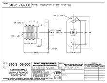 310-31-09-000:  1.85mm FEMALE (2) HOLE FLANGE RECEPTACLE, (ACCEPTS .009 DIA PIN)