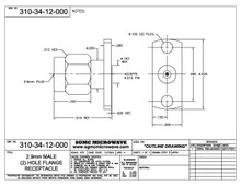 310-34-10-000:  2.92mm MALE (2) HOLE FLANGE RECEPTACLE (ACCEPTS .012" DIA PIN)