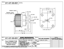 311-07-30-001:  7mm CONNECTOR (4) HOLE FLANGE RECEPTACLE (TAB TERMINAL)